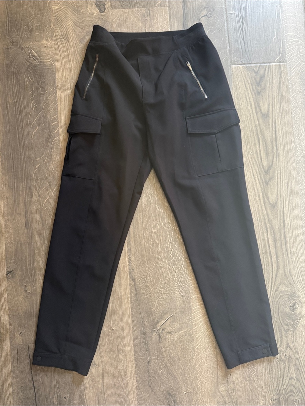 Athleta Black Stretch Utility Jogger Pants 10 Tall Zip Pocket Travel